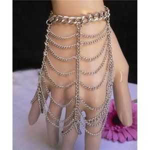Asphire Gothic Finger Ring Chain Bracelet Layered Lariat Tassel Slave Bracelet